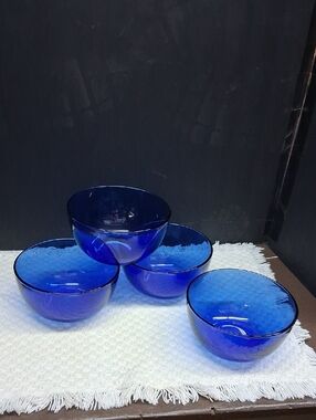 Anchor Hocking Presence Cobalt Blue glass soup cereal bowls